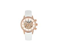 Beatrice Automatic Skeleton Dial Leather-Band Watch with Day & Date Empress White One Size