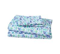 Beatrice Home Fashions Coastal Hotel Collection Easy Care Polyester Sheet Set in Clearwater Aqua Pattern Green, Blue Tropical Sea Life on White (KING)