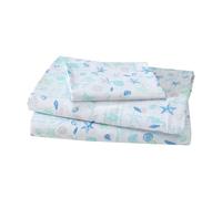 Beatrice Home Fashions Coastal Print Microfiber Sheet Set, Soft, Comfy, 12" Deep Pockets, Twin, Hampton Blue