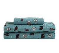 Beatrice Home Fashions Cozy Cabin 3-Piece Twin Microfiber Bedding Sheet Set with Deep Pockets Rustic Patchwork Plaid Deer, Wilderness Bears