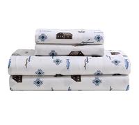 Beatrice Home Fashions Cozy Cabin 4-Piece Queen Microfiber Bedding Sheet Set with Deep Pockets Rustic Patchwork Plaid Deer, Lake Day