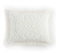 Beatrice Home Fashions Medallion Chenille, Standard Sham, Ivory
