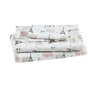Beatrice Home Fashions Printed Microfiber Sheet Set, Soft Comfortable Easy Care, Includes 1 Fitted Sheet with 12" Deep Pockets, 1 Flat Sheet, Pillowcase, King, Paris Postale