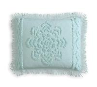 Beatrice Home Fashions Standard Sham, Blue, Lotus Medallion 100% Cotton Chenille, Soft, Cozy, Lightweight, Fringe