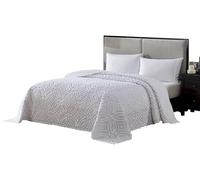 Beatrice Home Fashions Wedding Ring Chenille Bedspread, Queen, White