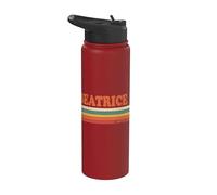 Beatrice Retro Personalized First Name Vintage Stripes Stainless Steel Insulated Water Bottle