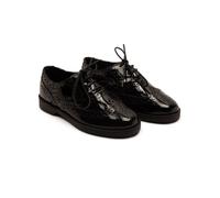 'BEATRIX' Patent Brogue Leather Lace up School Shoes Off the Hook Black 5