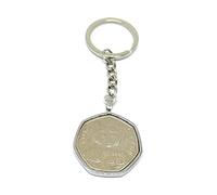 Beatrix Potter 50p coin Tom Kitten Silver Plated Mount Keyring - Tom Kitten Circulated Coin