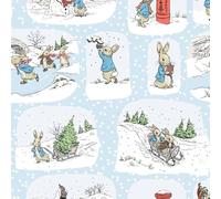 Beatrix Potter Wonderful Time Christmas Toile Peter Rabbit Fabric by The Metre 43'' Wide 100% Cotton Craft Fabric Material for Crafts, Quilting, Sewing, Patchwork