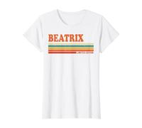 Beatrix Retro Personalised First Name Vintage Stripes Value Graphic T-Shirt, Women, White, XL