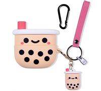 Beats Studio Buds Case, 3D Cute Cartoon Character Soft Silicone Case Cover for Beats Studio Earbuds Anime Skin with Keychain Accessories for Girls Women Kids (Boba Milk Tea)