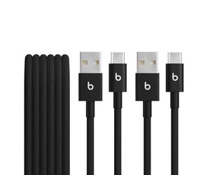 Beats USB-A to USB-C Woven Cable, 2 Pack, Fast Charging, Durable/Tangle-Free, Compatible Charger for Apple Devices w Lightning Ports (1.5 m) - Bolt Black