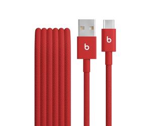 Beats USB-A to USB-C Woven Cable, Fast Charging, Durable and Tangle-Free Design, Compatible Charger for Apple & Android Devices (1.5 m) - Rapid Red
