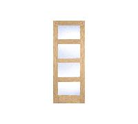 Beatsons Shaker 4L Pre-Finished Oak Internal Door 1981 x 762 (30" Shaker 4L Pre-Finished Oak Internal Door 1981 x 762 (30") x 35mm Clear Glazing