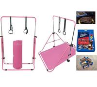 BEATTIE & WALKER ENGLAND Gymnastics Bar with Mat and chocolate gift, Folding Horizontal Bar with Adjustable Height | Kids Gymnastics Equipment with 6 easily adjustable heights- parts warranty