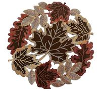 BEATYRABBIT 1 Set of 4 Embroidered Leaves Round Doily Place-mats Round 13.7 inches for Thanksgiving, Fall or Autumn Harvest Decorations