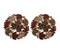 BEATYRABBIT 2 Set of 8 Embroidered Leaves Round Doily Place-mats Round 13.7 inches for Thanksgiving, Fall or Autumn Harvest Decorations