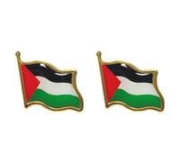 BEATYRABBIT 2PCS Palestine Brooch Pin Palestinian National Flags Brooches for Suit Jacket Palestine National Enamel Lapel Badge Armband for Women Men