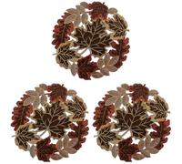BEATYRABBIT 3 Set of 12 Embroidered Leaves Round Doily Place-mats Round 13.7 inches for Thanksgiving, Fall or Autumn Harvest Decorations