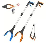 BEATYRABBIT 32" Grabber Reacher Tool, 2-Pack Foldable Reacher Grabber Pickup Tool with 360° Rotating Jaw & Magnet, Trash Picker Upper Grabber, Lightweight Grabbers for Seniors Heavy Duty