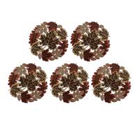 BEATYRABBIT 5 Set of 20 Embroidered Leaves Round Doily Place-mats Round 13.7 inches for Thanksgiving, Fall or Autumn Harvest Decorations