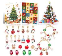 BEATYRABBIT Christmas Advent Calendar Bracelets 2025 24 Days Xmas Countdown Calendar 22 Charm Beads 2 Bracelets Christmas Countdown Calendar Gift for Kids Teens Women-C