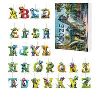 BEATYRABBIT Christmas Advent Calendar Multi-Purpose Cute Hanging Dragon Ornaments Acrylic Mini Dinosaur Letter Xmas Tree Pendants for Kids Toddlers Xmas Gifts