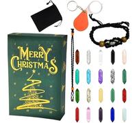 BEATYRABBIT Christmas Crystal Advent Calendar 2025: 24 Healing Crystals & Gemstones Countdown Box with Necklace & Bracelet, Surprise Gift for Women, Men, Teens & Kids, Holiday & Family Fun