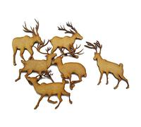 Beau Craft 6pcs Wooden MDF Shape Deer Animal Reindeer Caribou Decor Ornament Laser Embellishment (3,5cm)