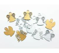 Beau Craft Christmas Angel Ornament Set - Hanging Xmas Decoration (Gold | Silver | White) - 5cm (Mixed, 10x Angel) - Wooden Craft Shapes - Engineered Wood - Rectangular - Ornament Set