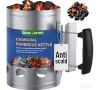 BEAU JARDIN Pro-Grade Chimney Starter - Fast, Even Ignition for Charcoal & Briquettes | Heavy-Duty Galvanised Steel with Secure Grip Handles | Optimal 28cm Size Fits Most BBQs & Smokers