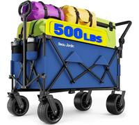 BEAU JARDIN XXL Festival Trolley on Wheels Beach Cart - 300L 250KG Heavy Duty Folding Wagon All-Terrain Utility Wide Wheels for Camping & Shopping | Push & Pull Handle | Portable Collapsible | Black