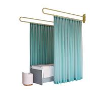 Beau Salon Room Partit ain, U-sd Support Rod Track System With Light-transmitting Privacy Partit ain For Beau Salon, Clinic, Shared Bedroom(Lake Blue,230cm/1PCS)