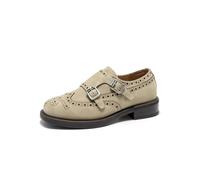 BEAU TODAY Womens Leather Loafers, Monk Platform Loafer Shoes | Cowhide, Brogue Wingtip, Slip-on, Chunky Heel, Comfortable, Non-slip Durable, Business Casual Office Dress Shoes