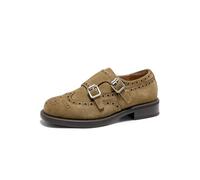 BEAU TODAY Womens Leather Loafers, Monk Platform Loafer Shoes | Cowhide, Brogue Wingtip, Slip-on, Chunky Heel, Comfortable, Non-slip Durable, Business Casual Office Dress Shoes