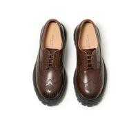 BEAU TODAY Women's Oxfords, Platform Oxfords for Women, Chunky Leather Oxford Shoes for Women, Casual Lace-up Wingtip Brogue Dress Oxfords Shoes, Comfortable Business Office Work Shoes, Coffee, 7.5 UK