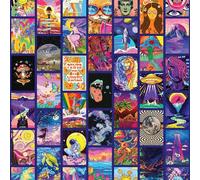Beau Willows 50PCS Psychedelic Collage Kit - Preppy Aesthetic Room Decor Gift for Teen Girls Women Hippie Wall Posters for Bedroom, Wall Collage Kit Aesthetic Pictures, Photo Display Dorm Wall Decor