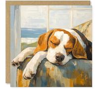 Beau Willows Beagle Birthday Card from the Dog - Adorable Sleeping Dog Card for Dog Mum, Dad, Wife, Husband, Girlfriend, Boyfriend