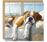 Beau Willows Boxer Birthday Card from the Dog - Adorable Sleeping Dog Card for Dog Mum, Dad, Wife, Husband, Girlfriend, Boyfriend