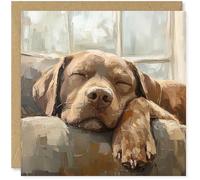 Beau Willows Brown Labrador Birthday Card from the Dog - Adorable Sleeping Dog Card for Dog Mum, Dad, Wife, Husband, Girlfriend, Boyfriend