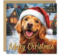 Beau Willows Christmas Card from the Dog - Golden Retriever Merry Christmas to Dog Mum and Dog Dad