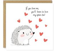 Beau Willows Cute Hedgehog Valentine's Day Card for Boyfriend Husband - If You Love Me, You'll Learn To Love My Spikes Too - Love Heart Card Design