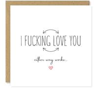 Beau Willows Funny Valentines Day Card for Him Her - I Love You Either Way Works - Anniversary Card Boyfriend Girlfriend Husband Wife Partner