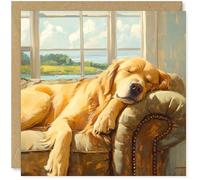 Beau Willows Golden Retriever Birthday Card from the Dog - Adorable Sleeping Dog Card for Dog Mum, Dad, Wife, Husband, Girlfriend, Boyfriend