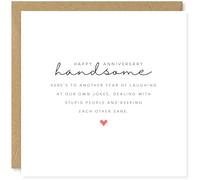 Beau Willows Happy Anniversary Handsome Here's To Another Year - Funny Anniversary Card For Husband Boyfriend
