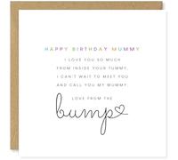 Beau Willows Happy Birthday Mummy Love From The Bump - Pregnant Mum Mother Her From Bump Daughter Son Baby Newborn Love Heart Greetings Card For New Mum