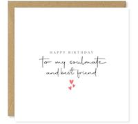 Beau Willows Happy Birthday To My Soulmate and Best Friend - Birthday Card For Girlfriend Boyfriend Husband Wife