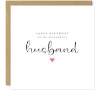 Beau Willows Happy Birthday to my Wonderful Husband Greetings Card - Cute Love Card for Partner