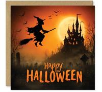 Beau Willows Happy Halloween Card - Spooky Witch Castle Bats Scene