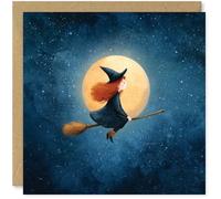 Beau Willows Happy Halloween Card - Witch On Broomstick Cute Halloween Card